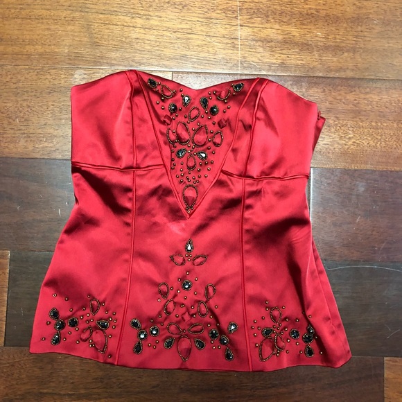 Cache Red Satin Corset - Picture 2 of 5